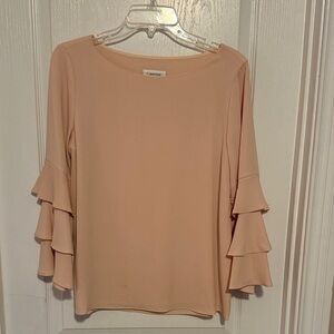 Charming Calvin Klein Charlie Blush Ruffle Sleeve Blouse Small
